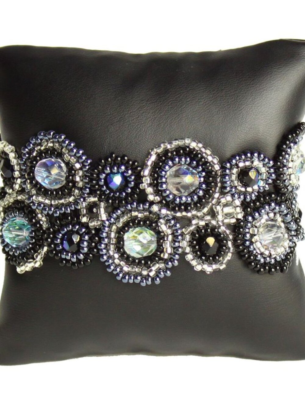 Czech Glass Bead HALO Bracelet BLACK, GREY, SILVER